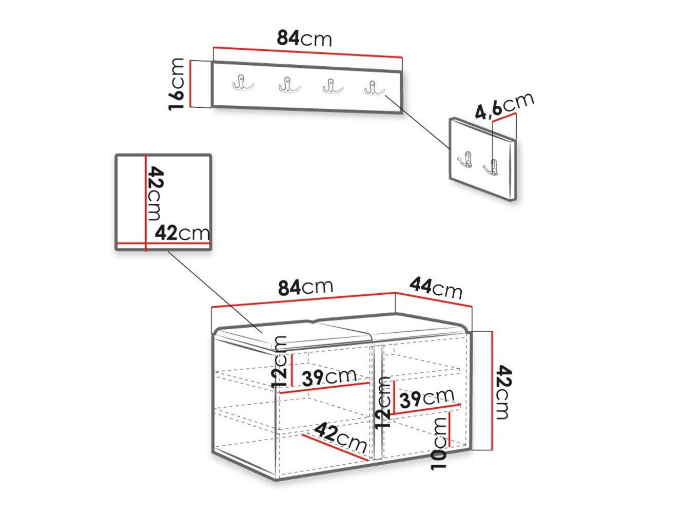 Meuble d'entrée Hartford 384 (Blanc)
