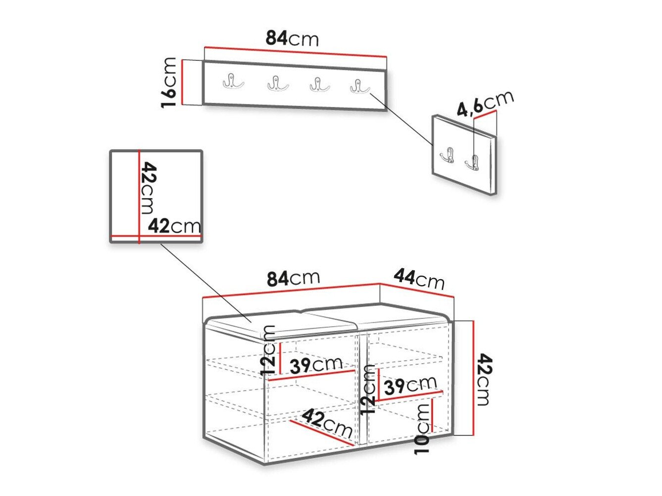 Meuble d'entrée Hartford 384 (Blanc)