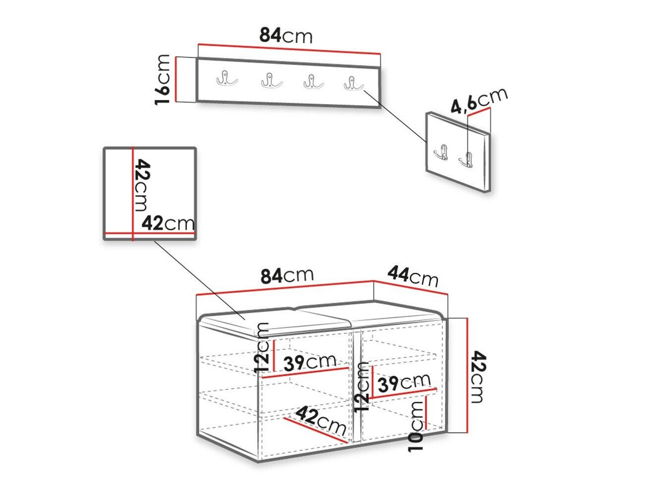 Meuble d'entrée Hartford 384 (Blanc)