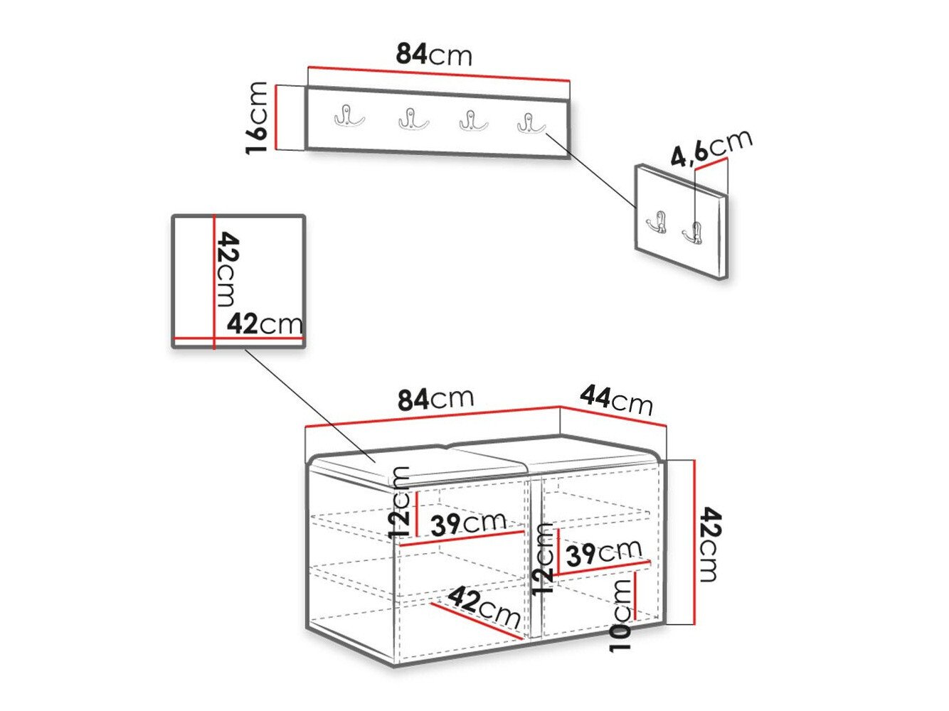 Meuble d'entrée Hartford 384 (Noir)