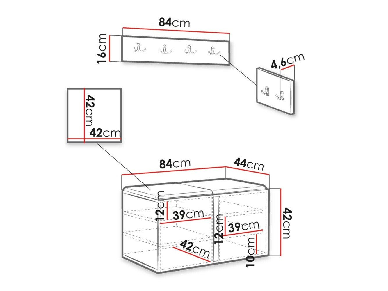 Meuble d'entrée Hartford 384 (Noir)