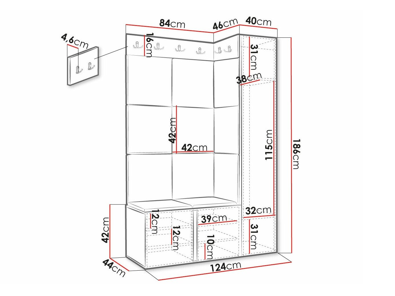 Meuble d'entrée Hartford 385 (Blanc)