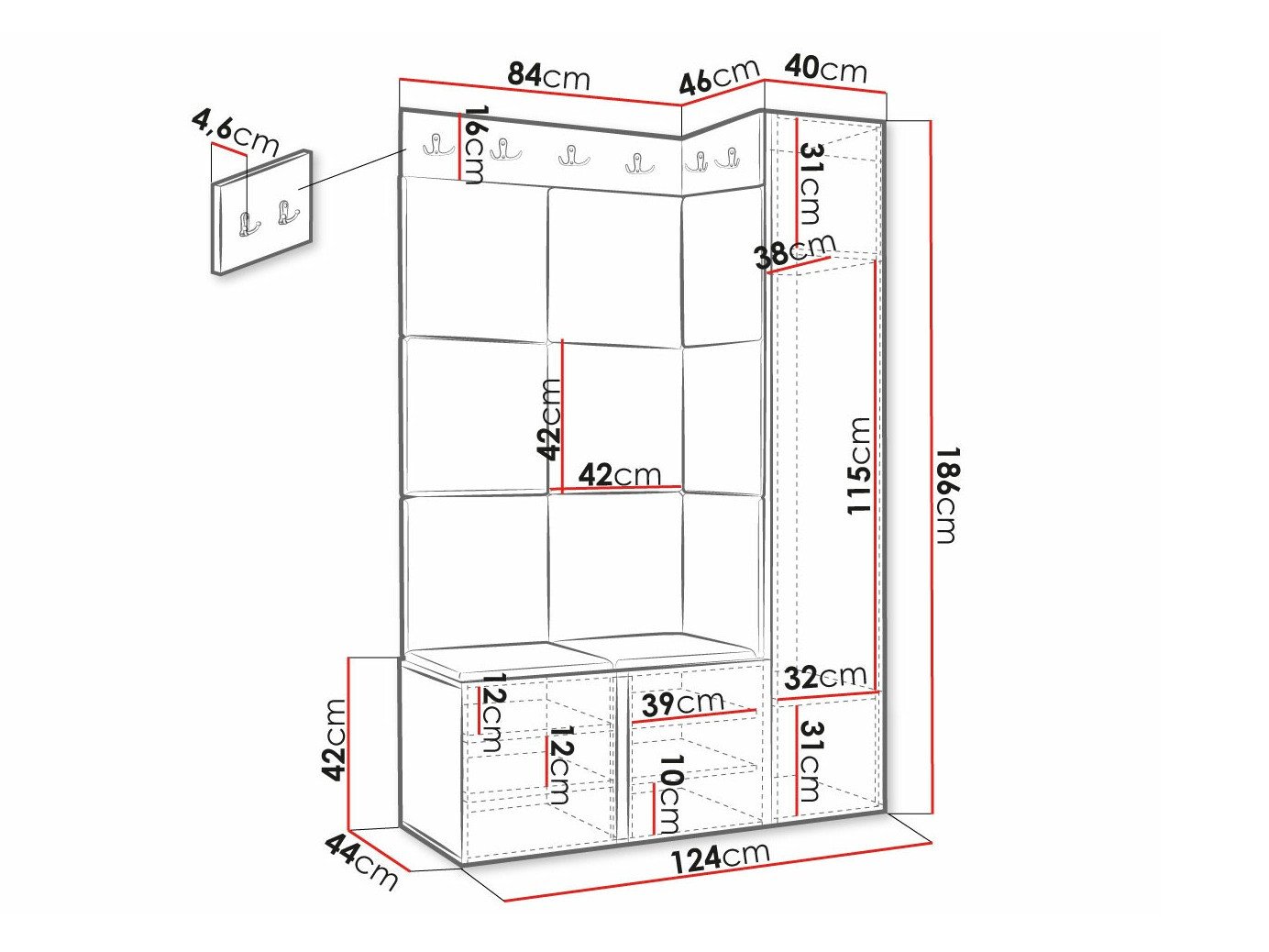 Meuble d'entrée Hartford 385 (Noir)