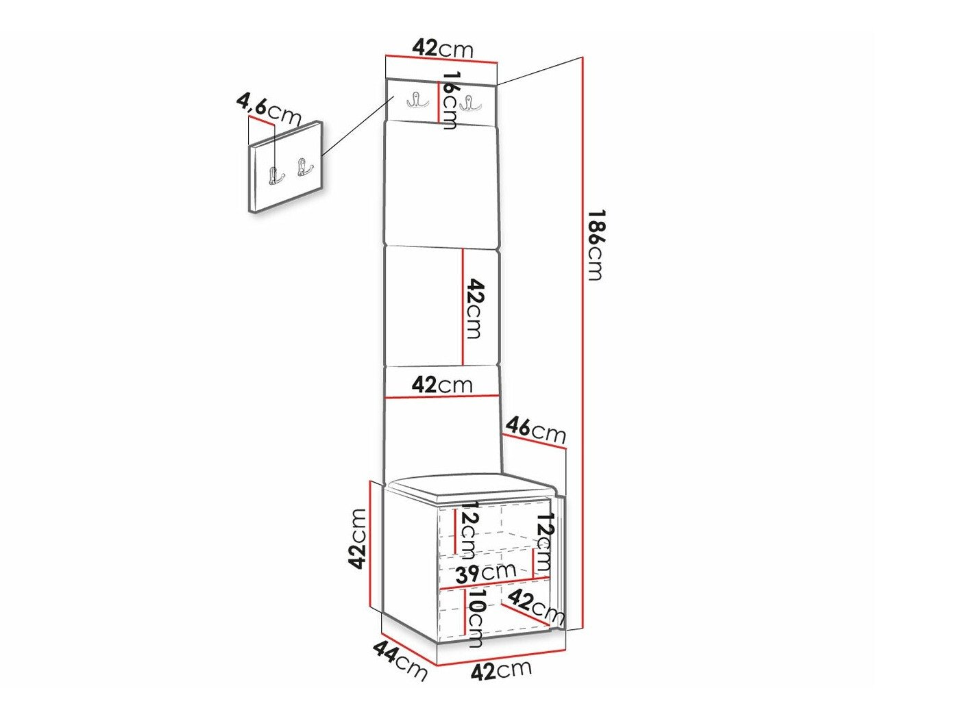 Meuble d'entrée Hartford 386 (Blanc)