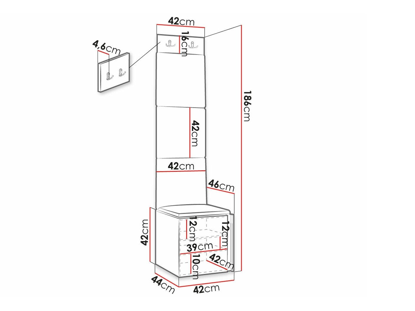 Meuble d'entrée Hartford 386 (Blanc)