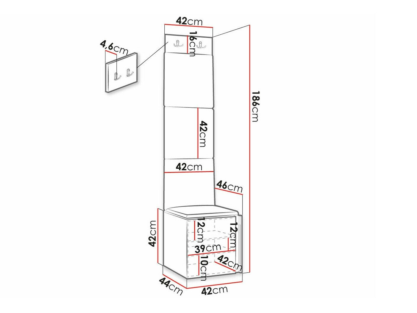 Meuble d'entrée Hartford 386 (Blanc)