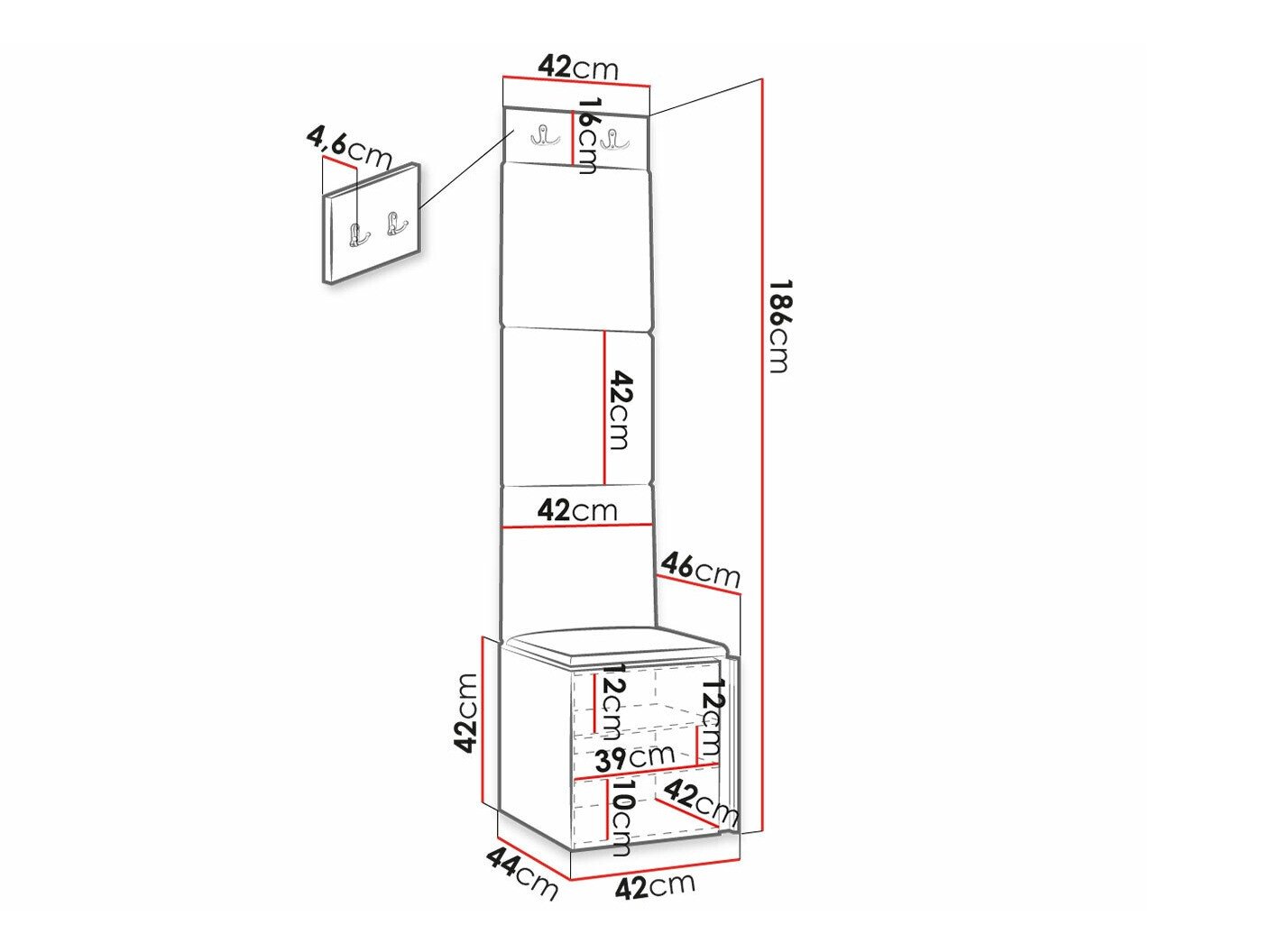 Meuble d'entrée Hartford 386 (Noir)