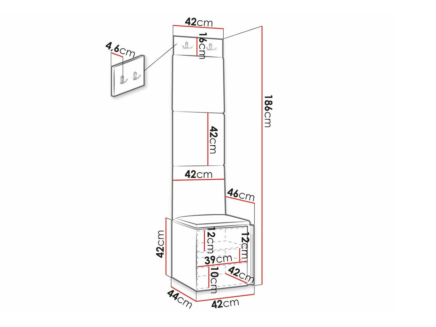 Meuble d'entrée Hartford 386 (Noir)