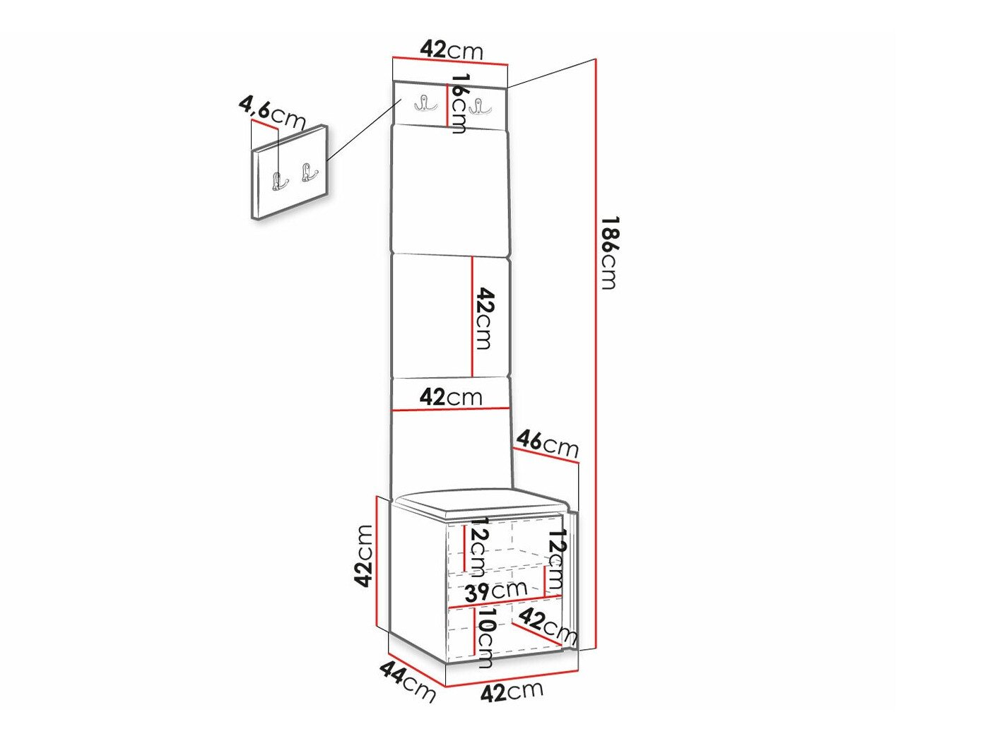 Meuble d'entrée Hartford 386 (Noir)