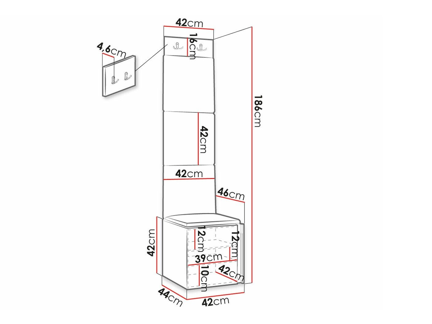 Meuble d'entrée Hartford 386 (Noir)