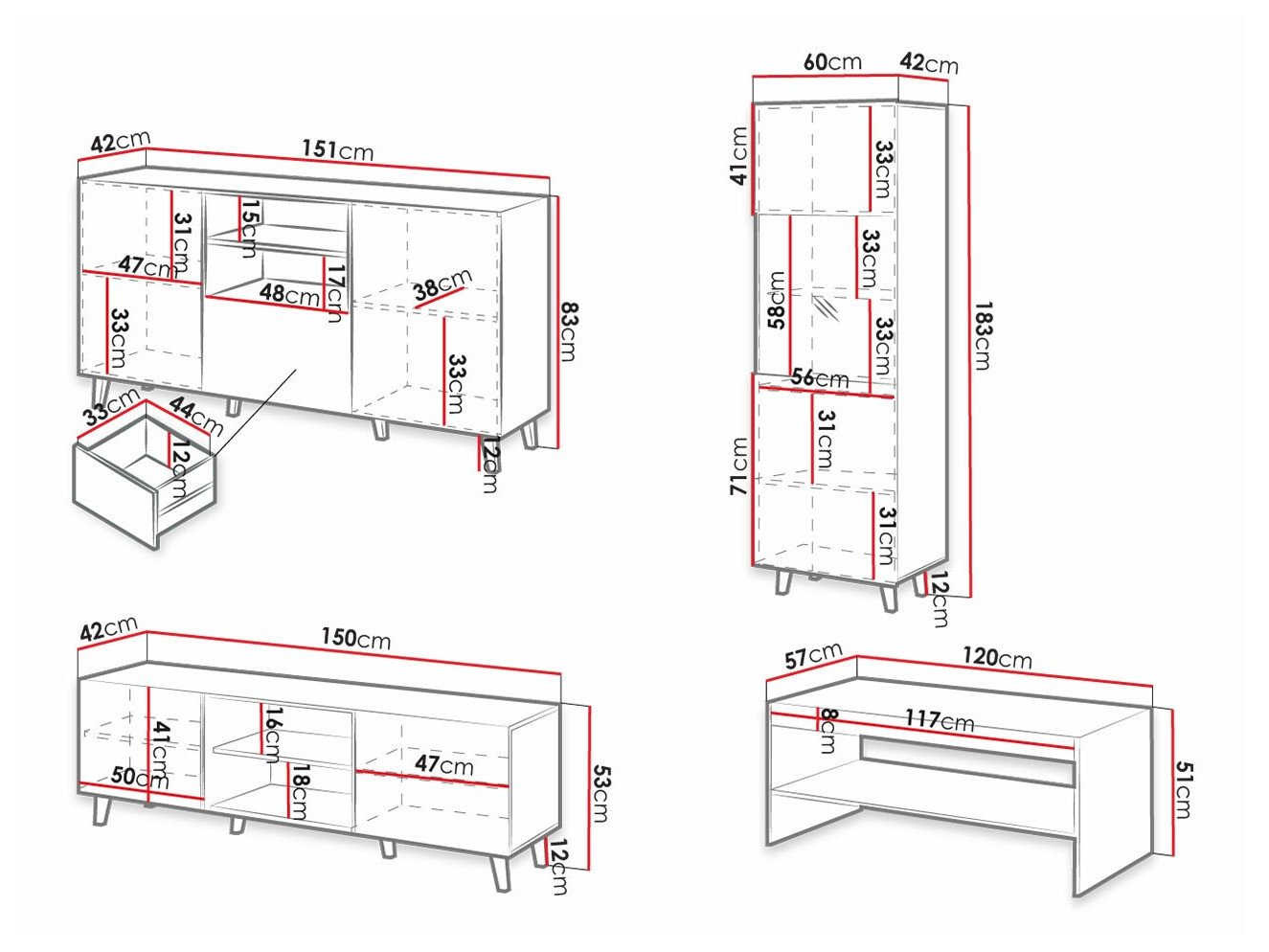 Ensemble de salon Levmari 109 (Blanc)