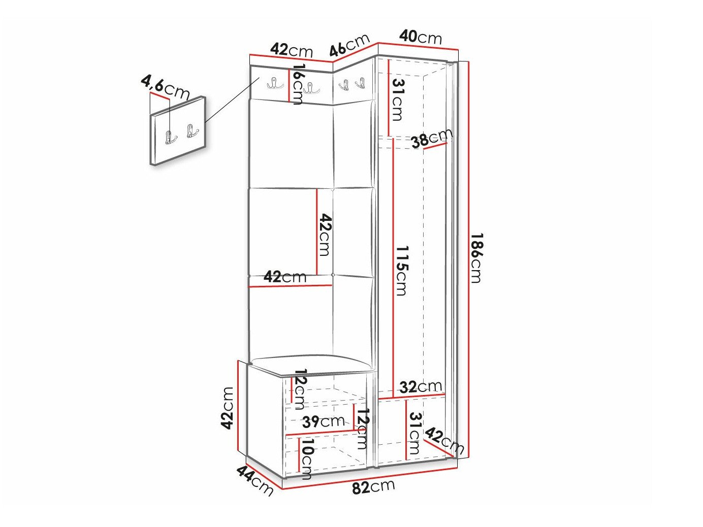 Meuble d'entrée Hartford 390 (Manila 09)