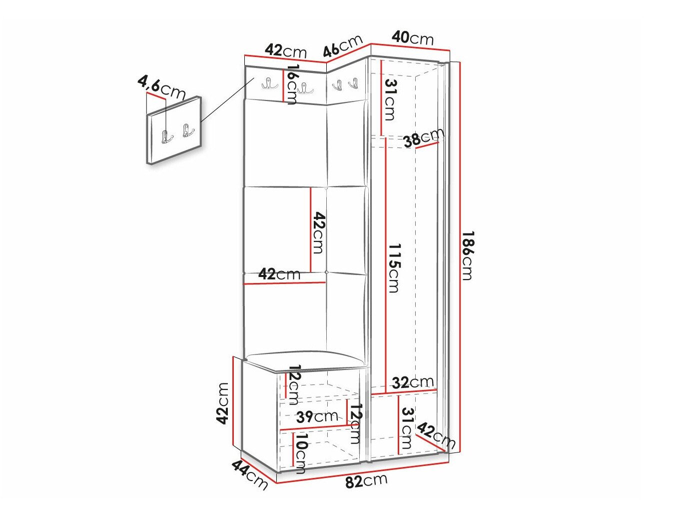 Meuble d'entrée Hartford 390 (Manila 16)