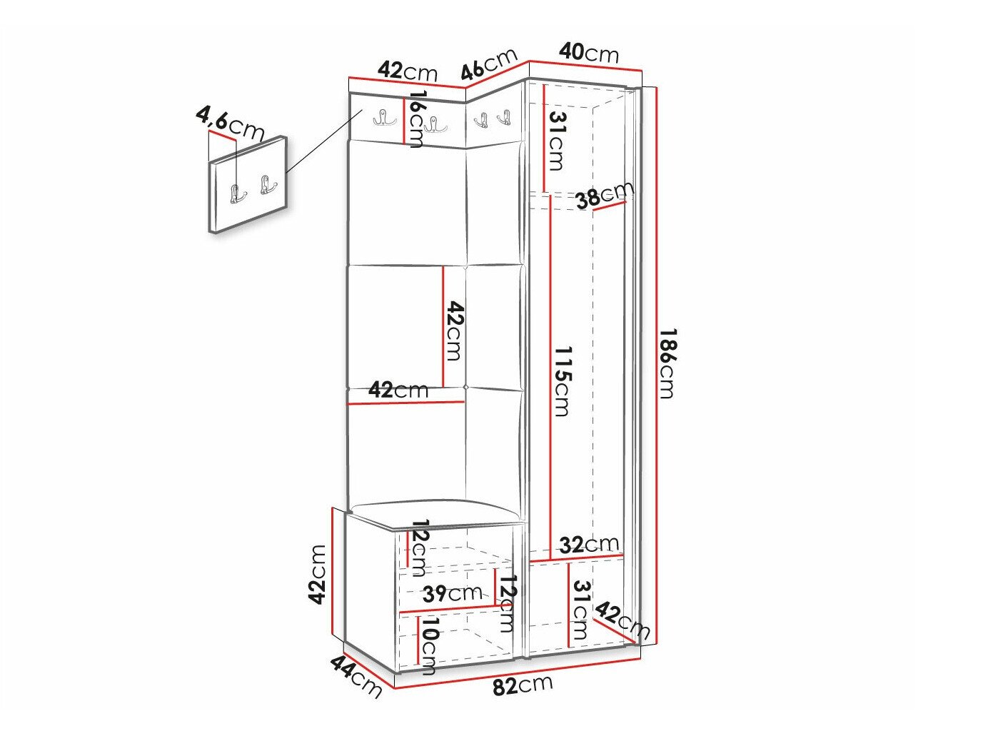 Meuble d'entrée Hartford 390 (Manila 18)
