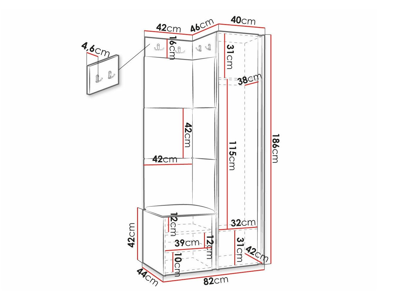 Meuble d'entrée Hartford 390 (Manila 26)