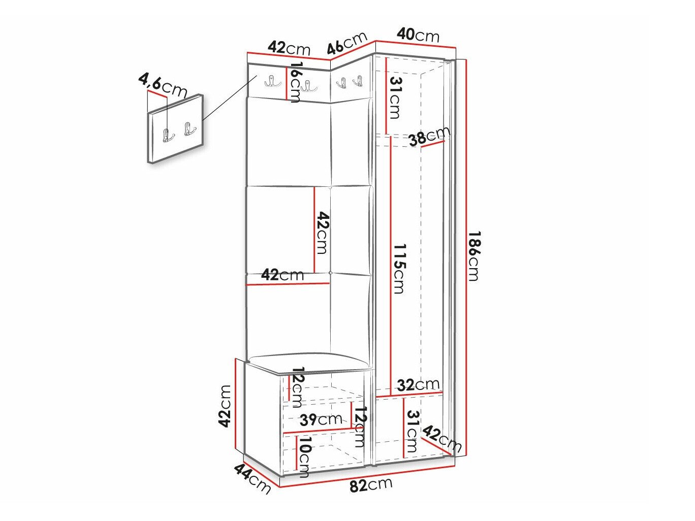Meuble d'entrée Hartford 390 (Manila 32)