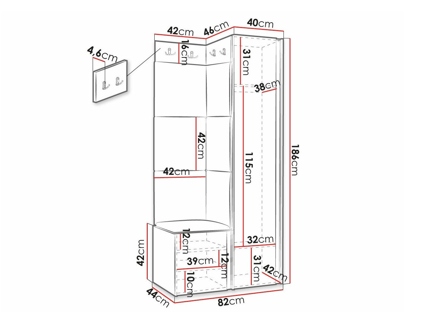 Meuble d'entrée Hartford 390 (Manila 32)