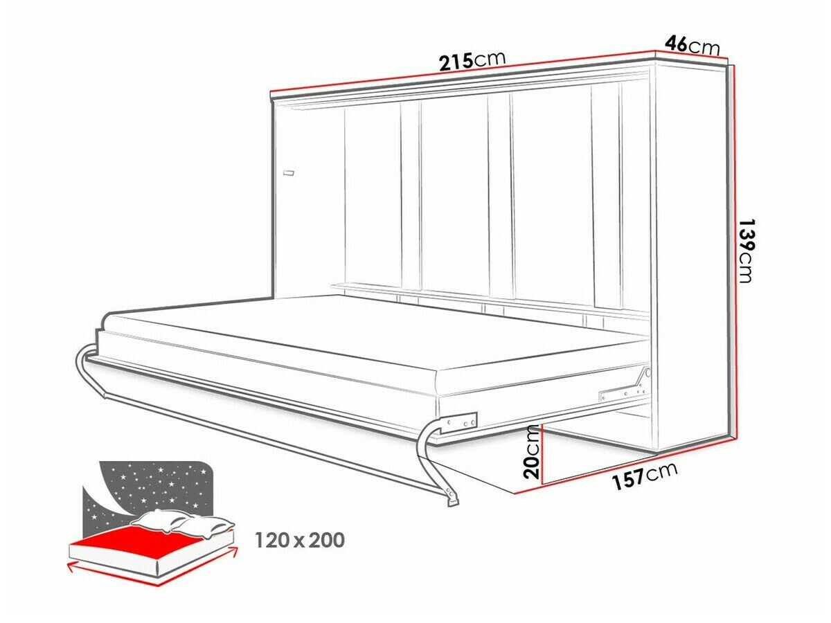 Lit escamotable Concept Pro Lenart IV (Blanc + Blanc brillant)