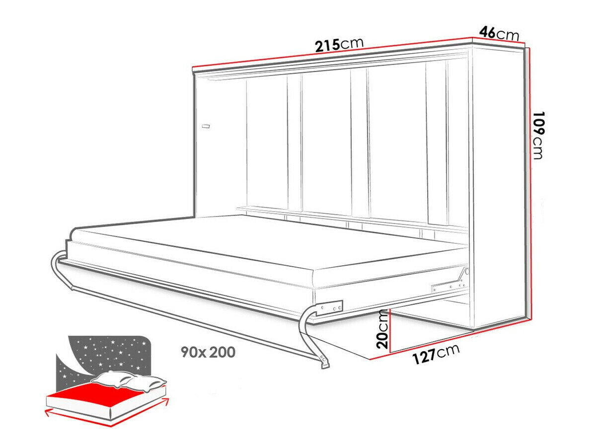 Lit escamotable Concept Pro Lenart IV (Blanc + Blanc brillant)