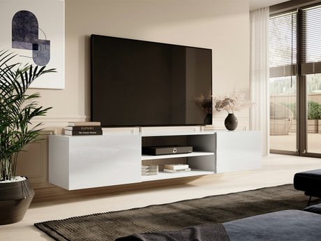 Meuble TV Charlotte 164 (Blanc + Blanc brillant)