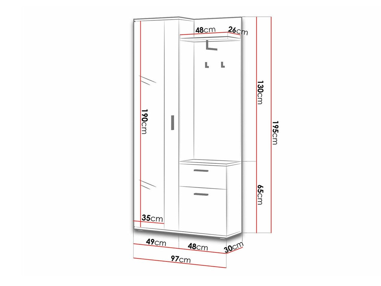 Meuble d'entrée Stanton 103 (Blanc)