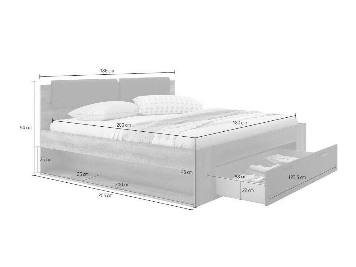 Lit Levruvu 106 (Chêne gris + Noir)