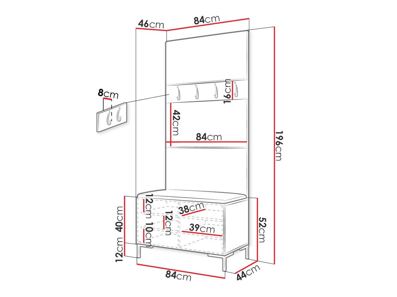 Meuble d'entrée Nomal III (Blanc)