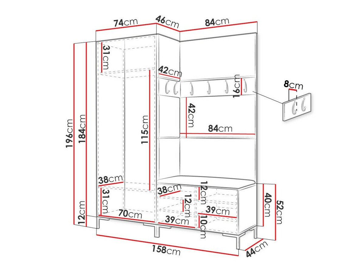 Meuble d'entrée Nomal IX (Noir)