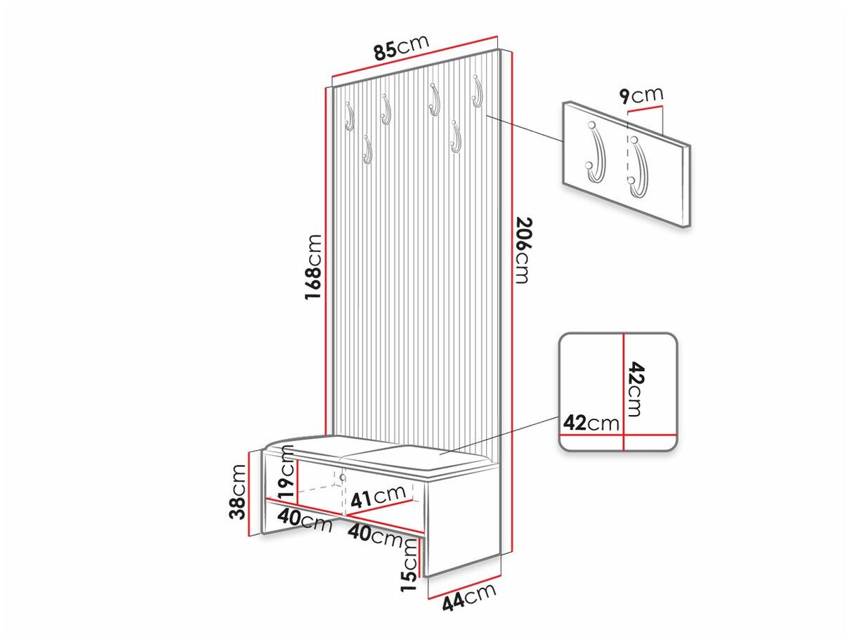 Meuble d'entrée Hartford 321 (Chêne Artisan + Manila 04)