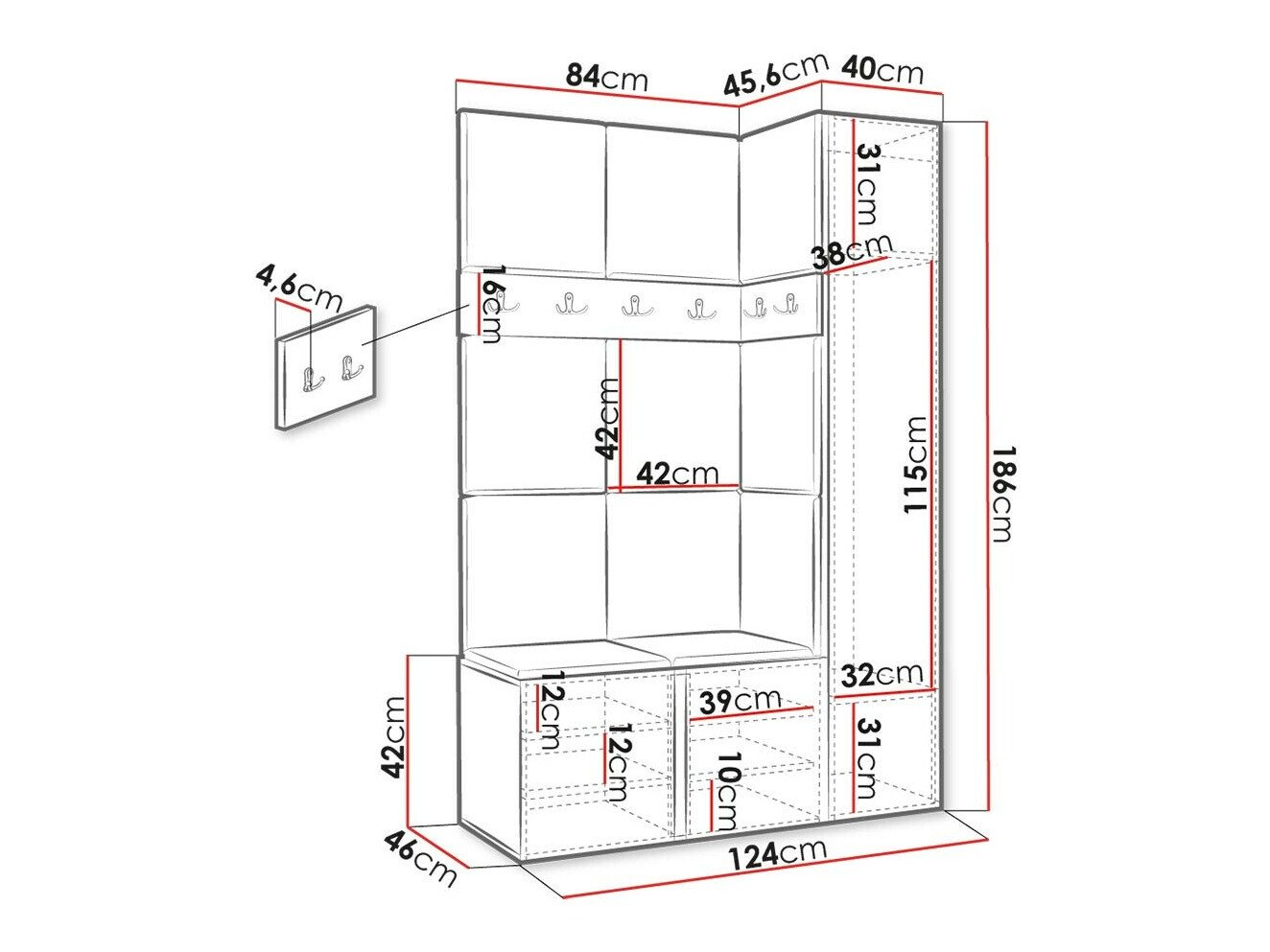 Meuble d'entrée Hartford 471 (Blanc)
