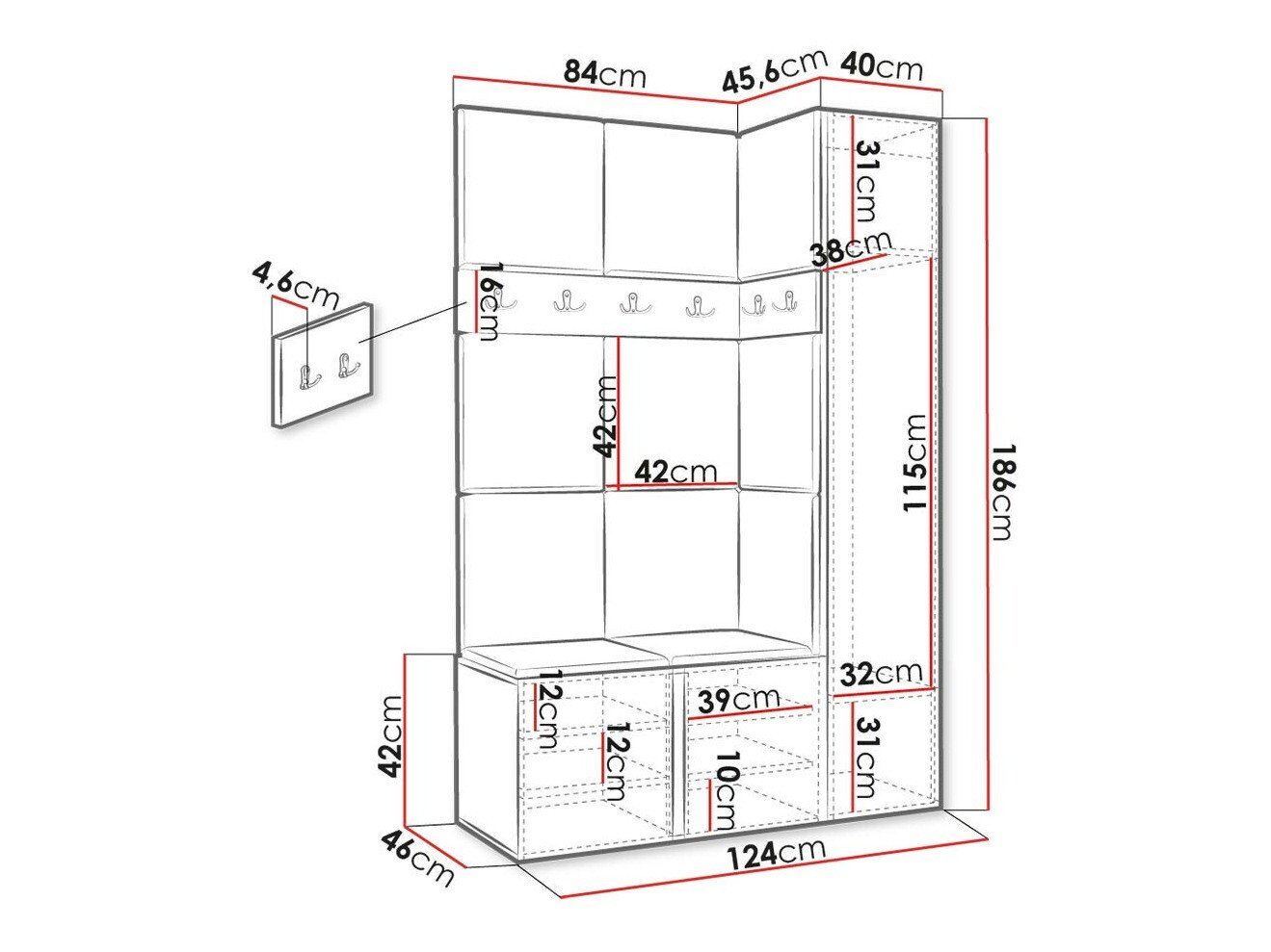 Meuble d'entrée Hartford 471 (Graphite)