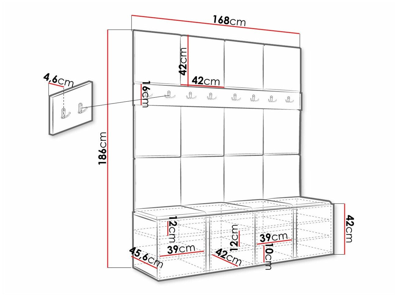 Meuble d'entrée Hartford 268 (Graphite)