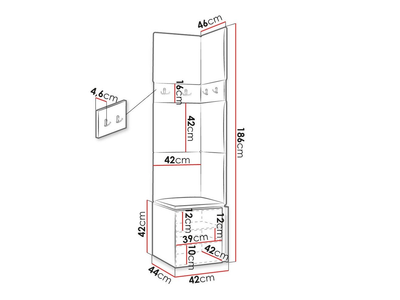 Meuble d'entrée Hartford 347 (Blanc)