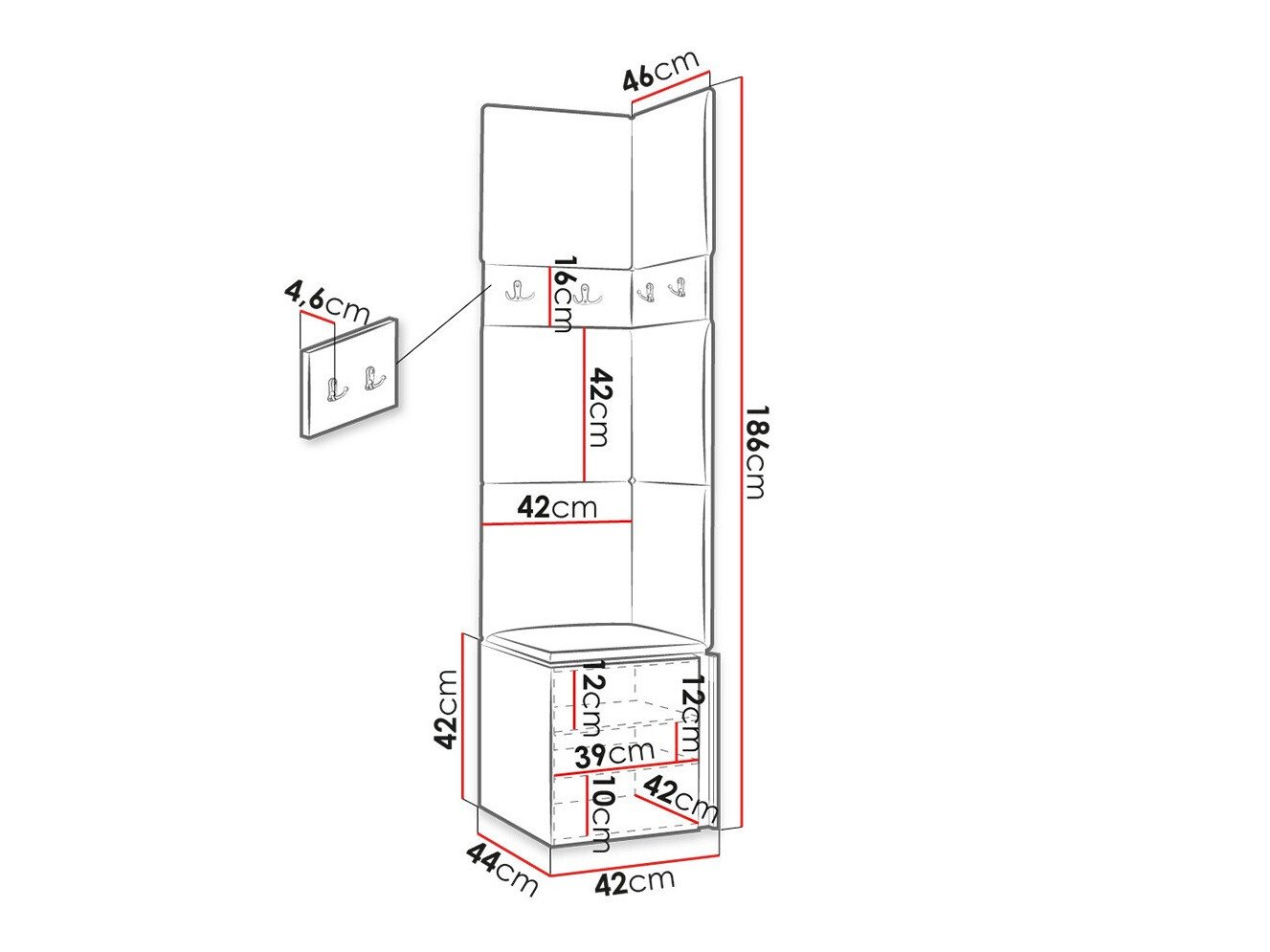 Meuble d'entrée Hartford 347 (Graphite)