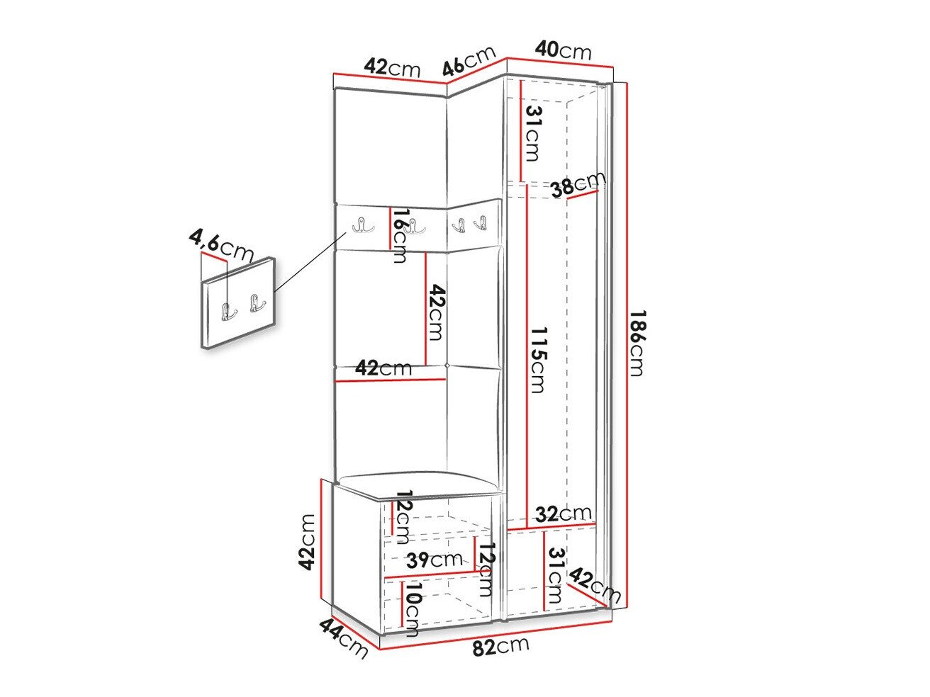 Meuble d'entrée Hartford 348 (Blanc)