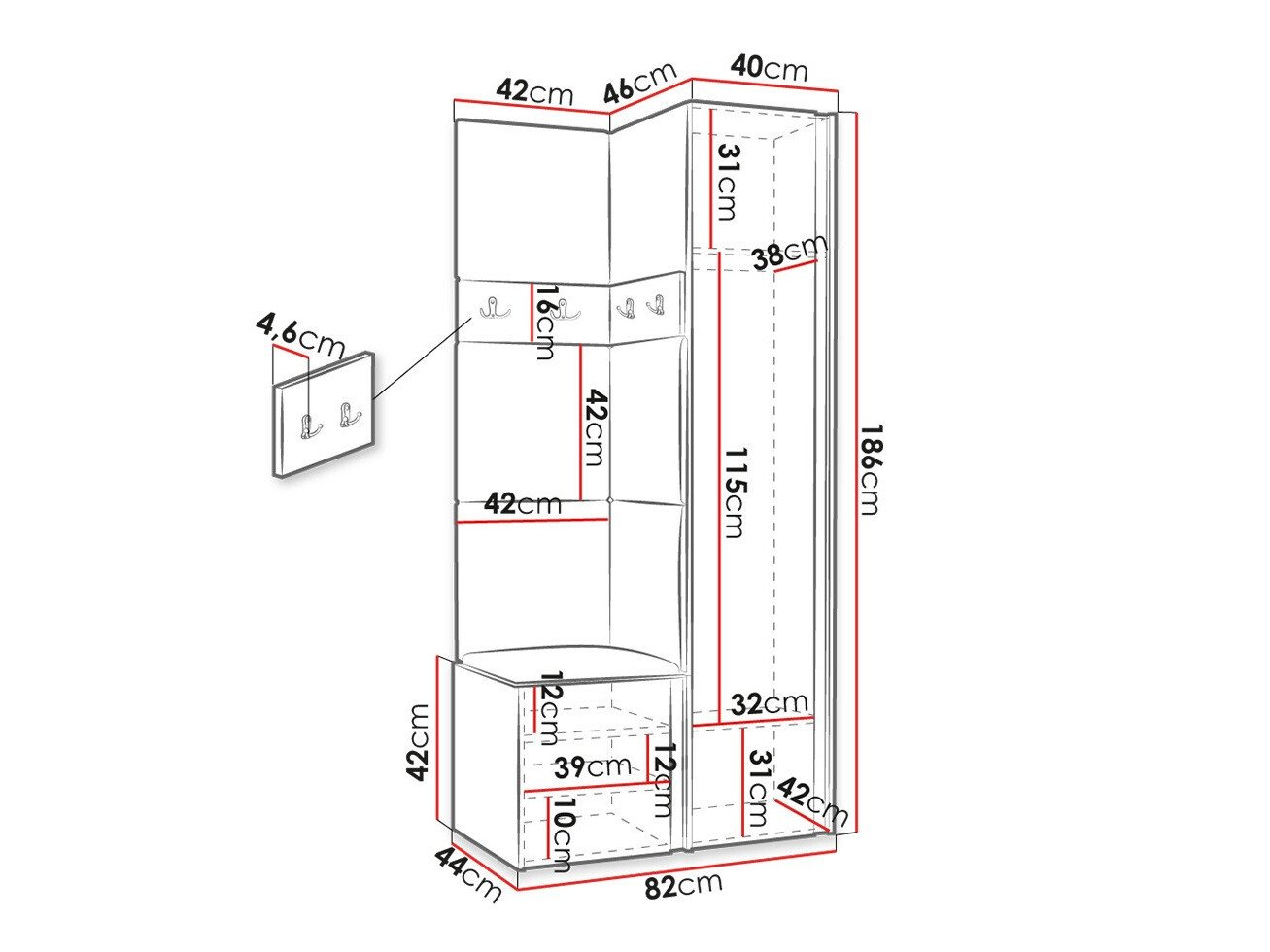 Meuble d'entrée Hartford 348 (Graphite)