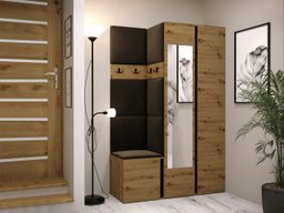 Meuble d'entrée Hartford 350 (Chêne Artisan + Noir)