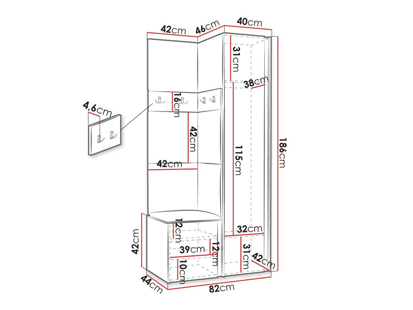 Meuble d'entrée Hartford 354 (Graphite)