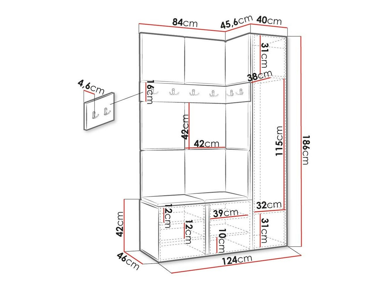 Meuble d'entrée Hartford 277 (Chêne Artisan)