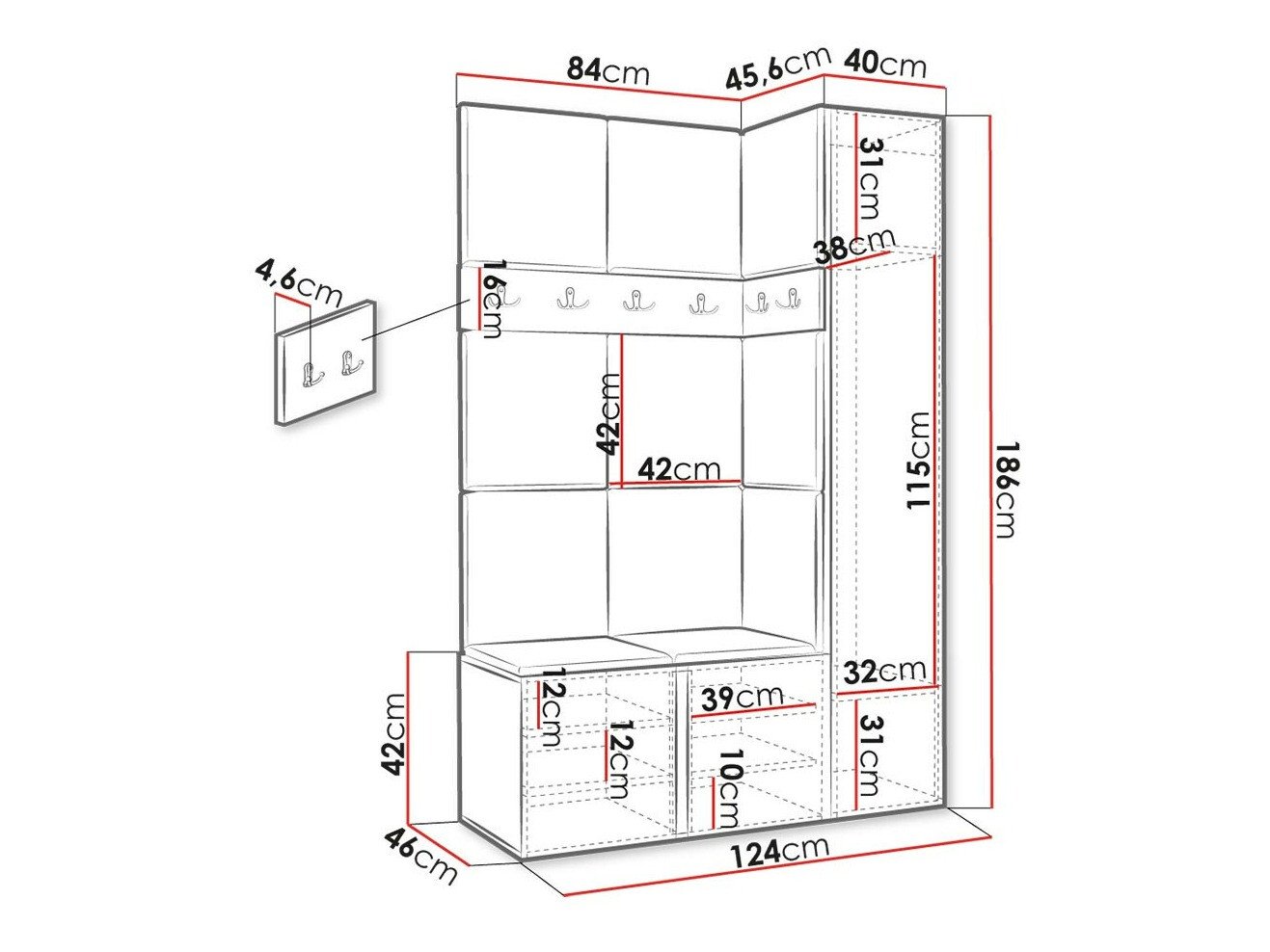 Meuble d'entrée Hartford 277 (Graphite)