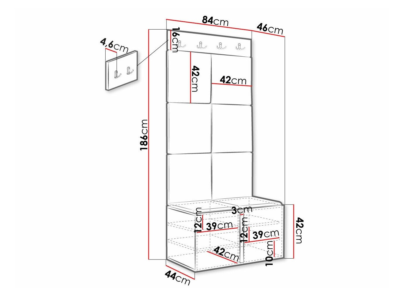 Meuble d'entrée Hartford 375 (Blanc)