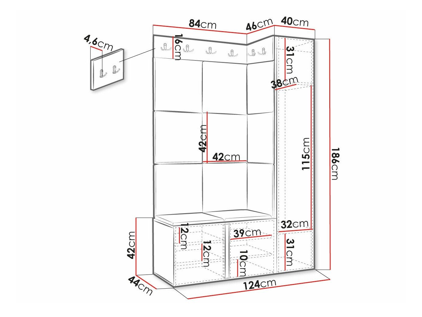 Meuble d'entrée Hartford 377 (Blanc)