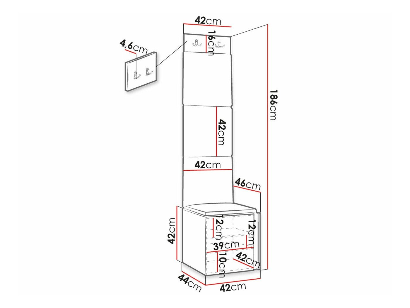 Meuble d'entrée Hartford 378 (Blanc)
