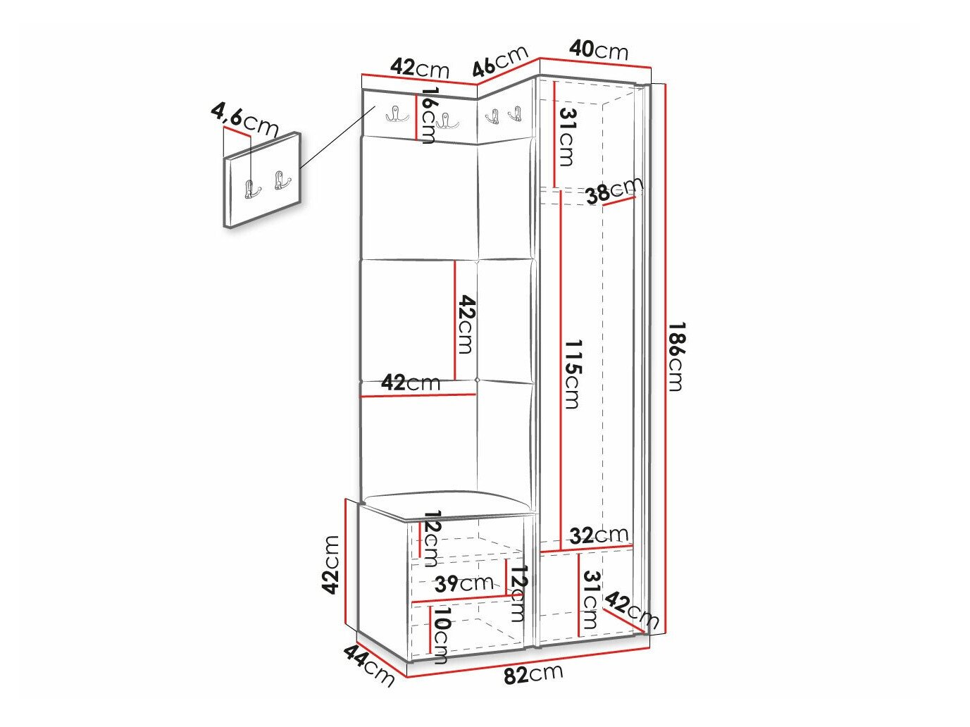Meuble d'entrée Hartford 381 (Blanc)