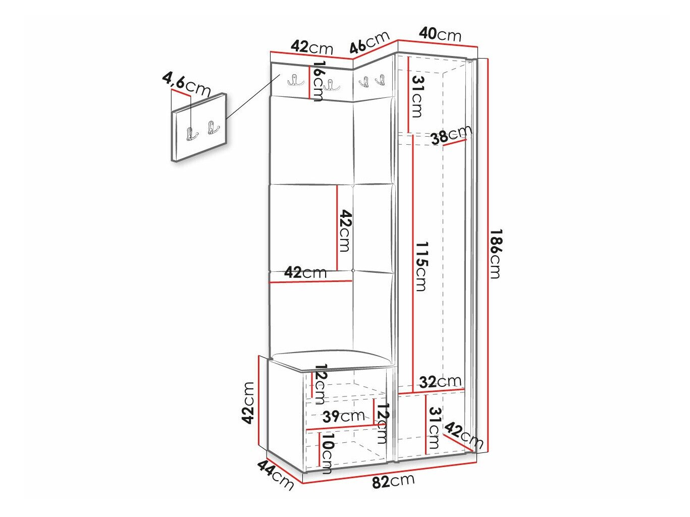 Meuble d'entrée Hartford 381 (Noir)