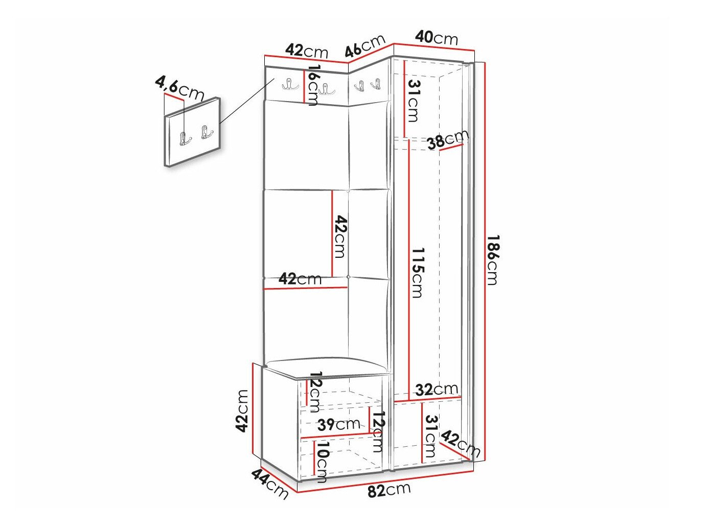 Meuble d'entrée Hartford 390 (Manila 04)