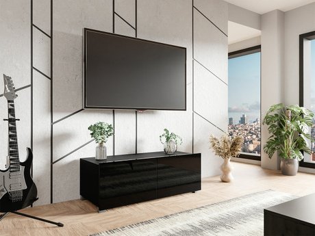 Meuble TV Tivdalu 104 (Noir + Noir brillant)