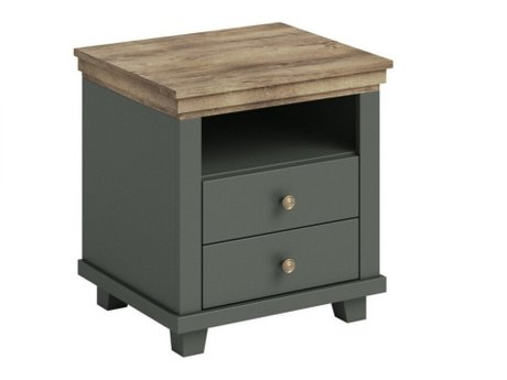 Table de chevet Tolnue 117 (Vert foncé + Chêne de Lefkas)
