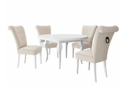 Salle à manger complète Racine 143 (Blanc + Magic Velvet 2250)