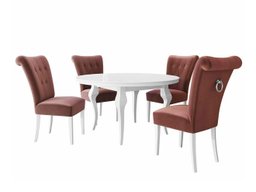 Salle à manger complète Racine 143 (Blanc + Magic Velvet 2258)